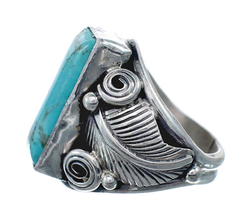 Sterling Silver Turquoise Native American Feather Ring Size 7-1/4 AX128706