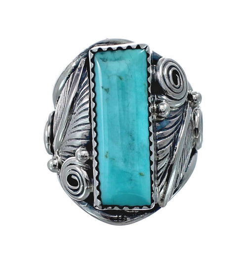 Sterling Silver Turquoise Native American Feather Ring Size 6 AX128707