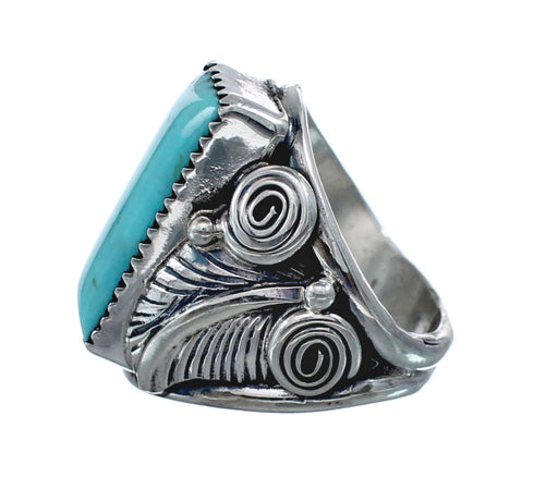 Sterling Silver Turquoise Native American Feather Ring Size 6 AX128707
