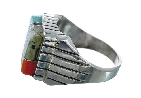 Multicolor American Indian Authentic Sterling Silver Ring Size 8-3/4 AX128688