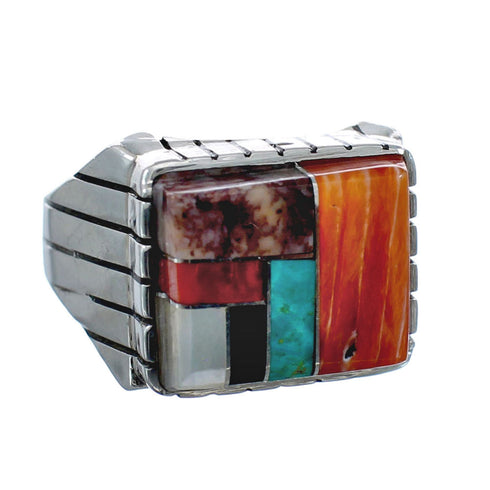 Multicolor American Indian Authentic Sterling Silver Ring Size 9-3/4 AX128689