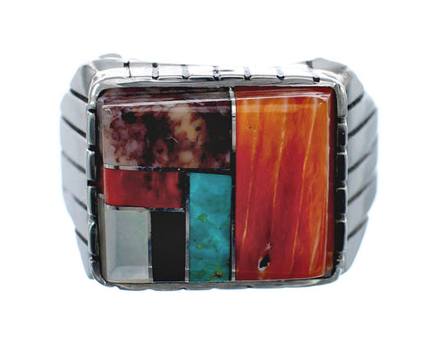 Multicolor American Indian Authentic Sterling Silver Ring Size 9-3/4 AX128689