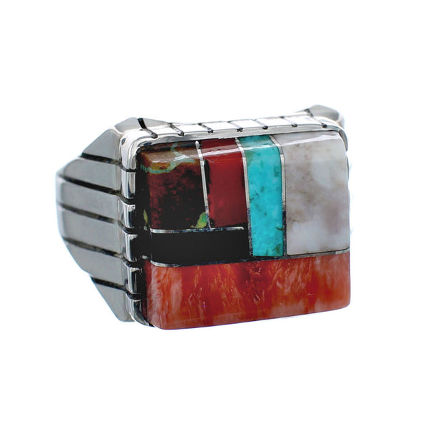 Multicolor American Indian Authentic Sterling Silver Ring Size 10-3/4 AX128693