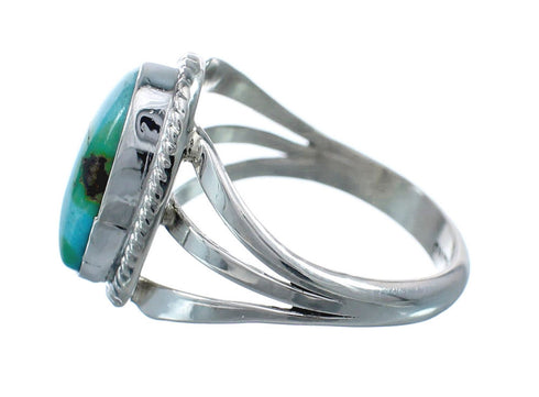 Native American Turquoise Sterling Silver Navajo Ring Size 8-1/2 AX128666