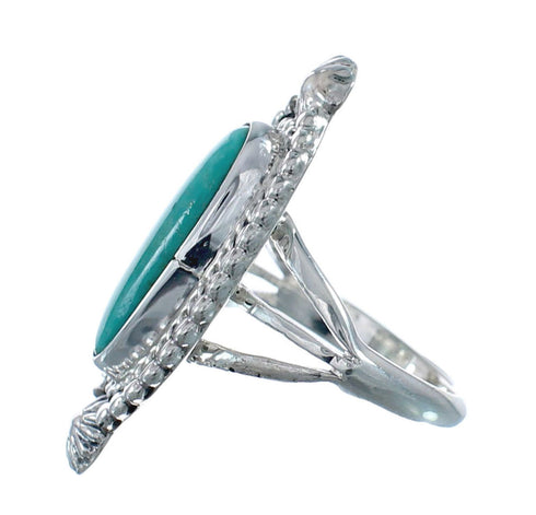 Turquoise Navajo Authentic Sterling Silver Ring Size 6-3/4 AX128497