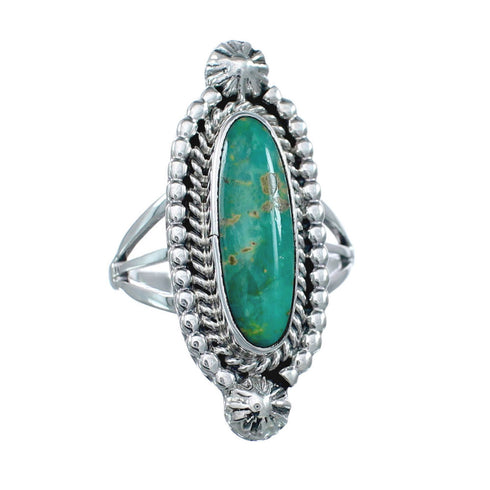 Turquoise Navajo Authentic Sterling Silver Ring Size 7 AX128499