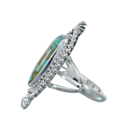 Turquoise Navajo Authentic Sterling Silver Ring Size 6-3/4 AX128501