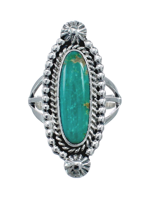Turquoise Navajo Authentic Sterling Silver Ring Size 5-3/4 AX128503