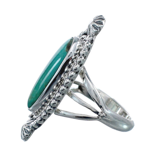 Turquoise Navajo Authentic Sterling Silver Ring Size 6 AX128504