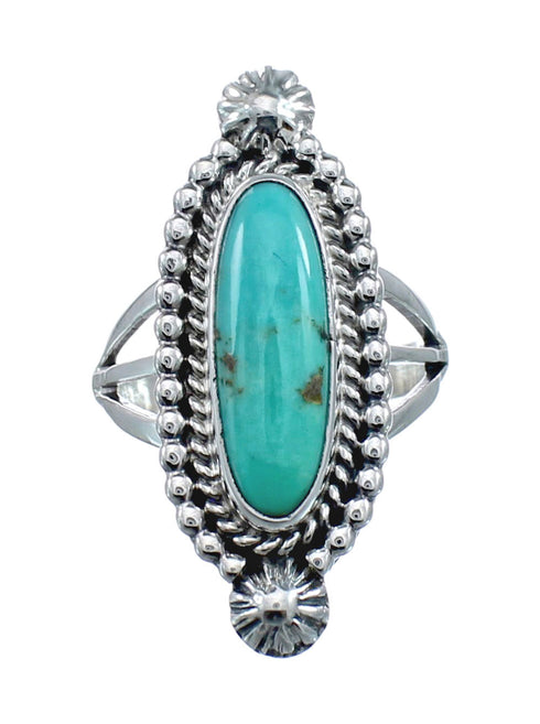 Turquoise Navajo Authentic Sterling Silver Ring Size 6-3/4 AX128505