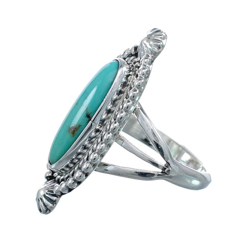 Turquoise Navajo Authentic Sterling Silver Ring Size 6-3/4 AX128505