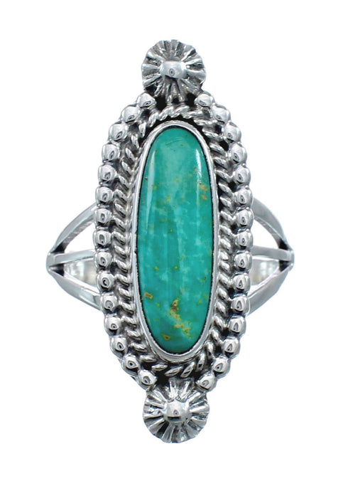 Turquoise Navajo Authentic Sterling Silver Ring Size 7-3/4 AX128506