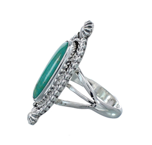 Turquoise Navajo Authentic Sterling Silver Ring Size 7-3/4 AX128506