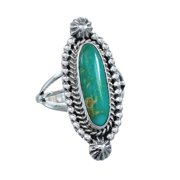 Turquoise Navajo Authentic Sterling Silver Ring Size 7-3/4 AX128510