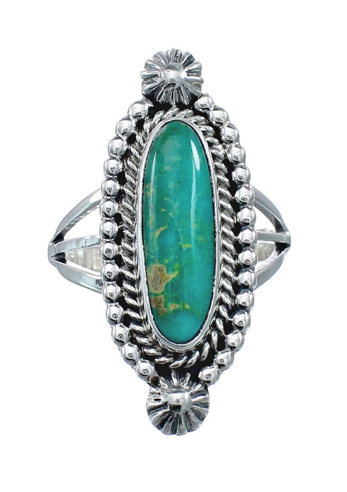 Turquoise Navajo Authentic Sterling Silver Ring Size 7-3/4 AX128510