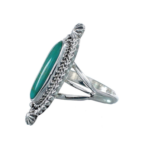 Turquoise Navajo Authentic Sterling Silver Ring Size 7-3/4 AX128510