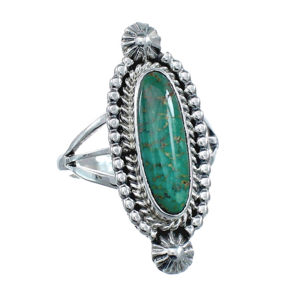 Turquoise Navajo Authentic Sterling Silver Ring Size 8-3/4 AX128511