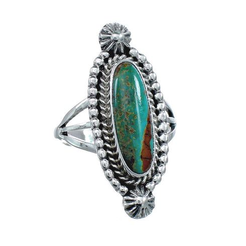 Turquoise Navajo Authentic Sterling Silver Ring Size 7-3/4 AX128513