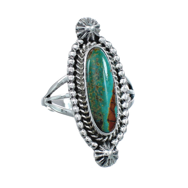 Turquoise Navajo Authentic Sterling Silver Ring Size 7-3/4 AX128513