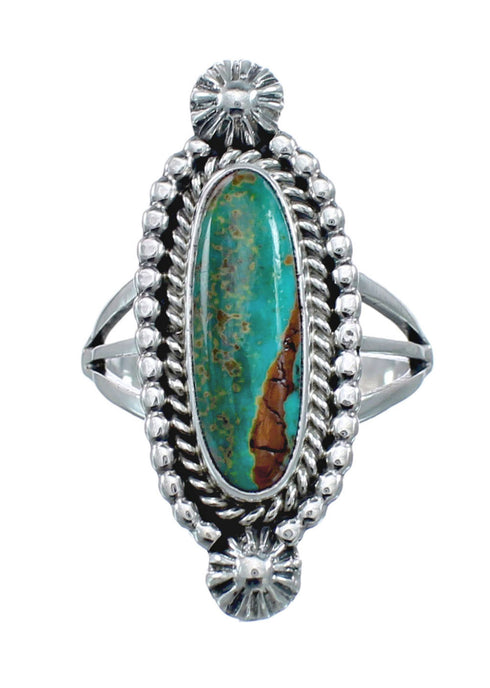 Turquoise Navajo Authentic Sterling Silver Ring Size 7-3/4 AX128513