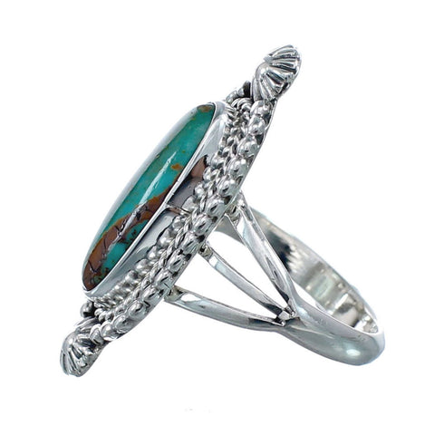 Turquoise Navajo Authentic Sterling Silver Ring Size 7-3/4 AX128513
