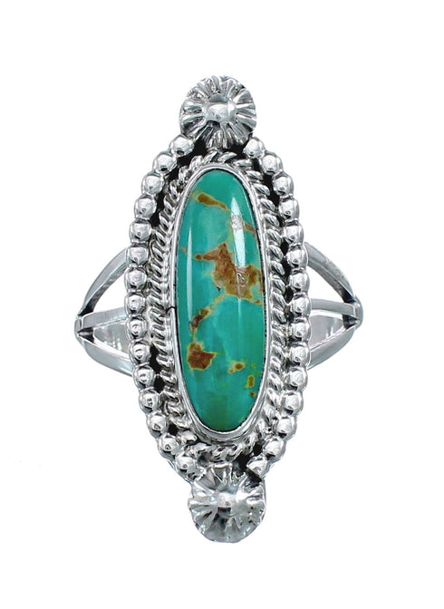 Turquoise Navajo Authentic Sterling Silver Ring Size 7-3/4 AX128514