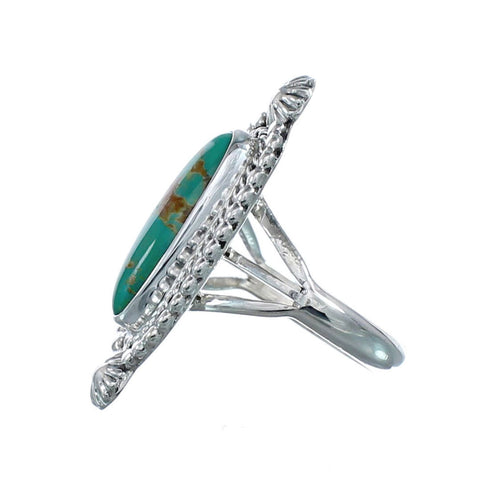Turquoise Navajo Authentic Sterling Silver Ring Size 7-3/4 AX128514
