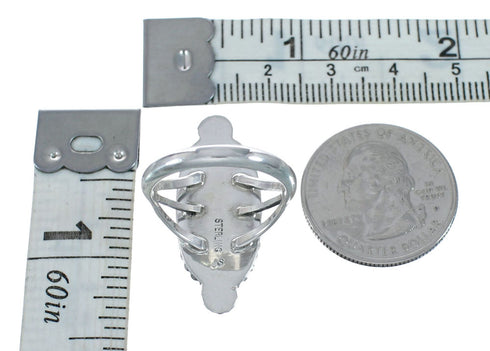 Turquoise Navajo Authentic Sterling Silver Ring Size 7-3/4 AX128514