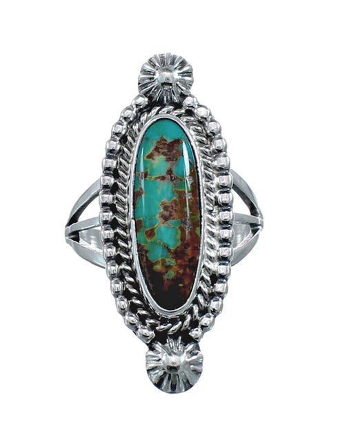 Turquoise Navajo Authentic Sterling Silver Ring Size 6 AX128516