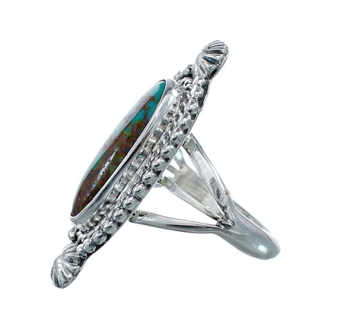 Turquoise Navajo Authentic Sterling Silver Ring Size 6 AX128516
