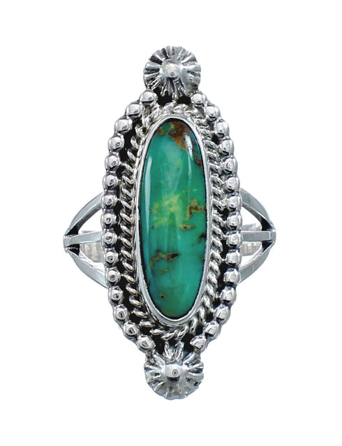 Turquoise Navajo Authentic Sterling Silver Ring Size 7 AX128517