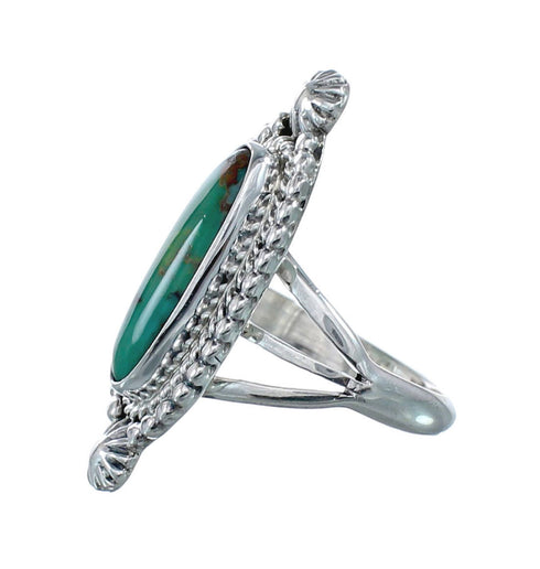 Turquoise Navajo Authentic Sterling Silver Ring Size 7 AX128517