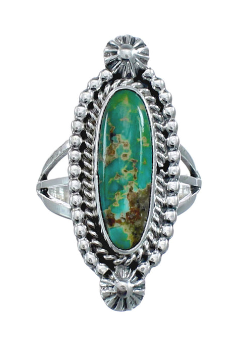 Turquoise Navajo Authentic Sterling Silver Ring Size 6 AX128518