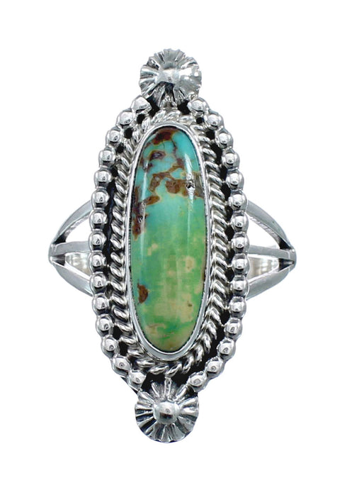 Turquoise Navajo Authentic Sterling Silver Ring Size 7-3/4 AX128519