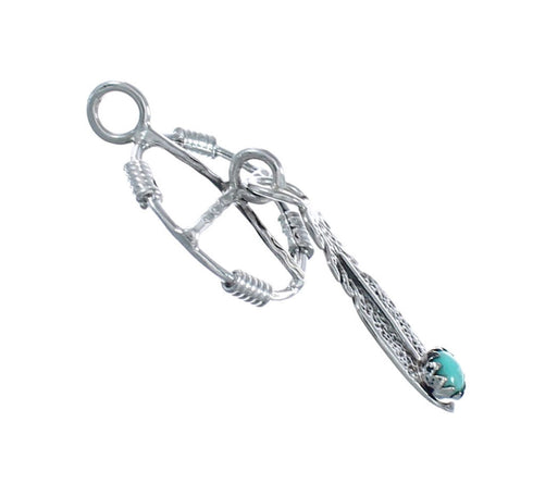 Zuni Sterling Silver Turquoise Medicine Wheel Feather Pendant AX128908