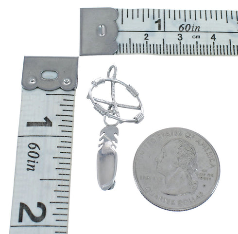 Zuni Sterling Silver Turquoise Medicine Wheel Feather Pendant AX128908