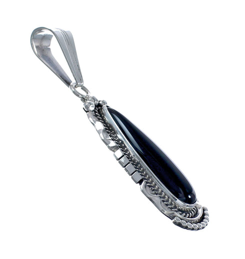 Native American Navajo Onyx Sterling Silver Pendant AX128852