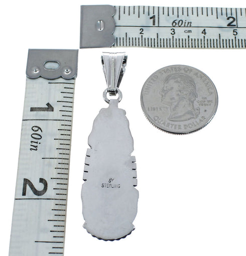 Native American Navajo Onyx Sterling Silver Pendant AX128852