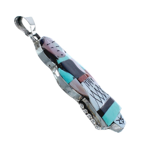 Multicolor Zuni Genuine Sterling Silver Storyteller Woman Pendant AX128799