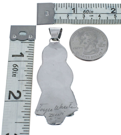 Multicolor Zuni Genuine Sterling Silver Storyteller Woman Pendant AX128799