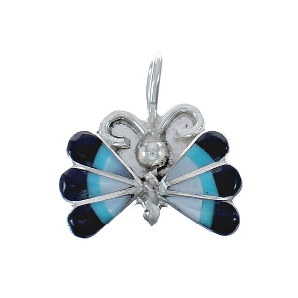 Sterling Silver Multicolor Inlay Zuni Butterfly Pendant AX128796