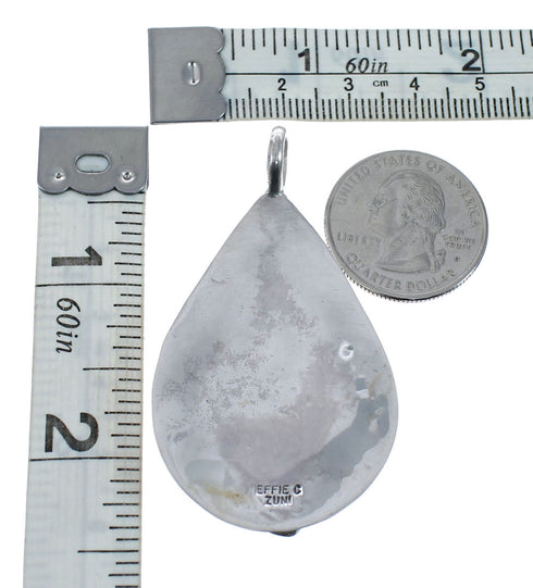 Native American Zuni Turquoise Coral Sterling Silver Snake Pendant AX128754