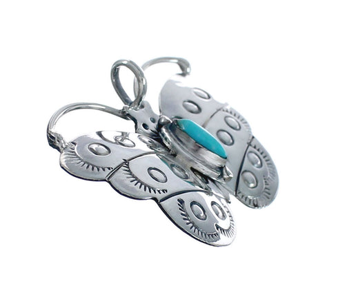 Native American Butterfly Turquoise Genuine Sterling Silver Pendant AX128786