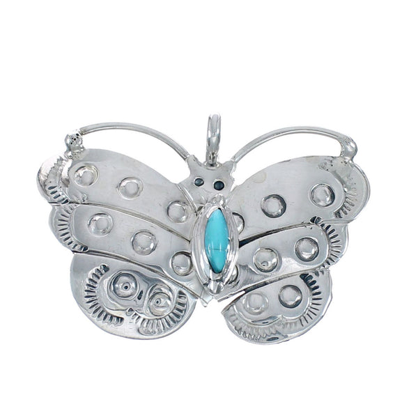 Native American Butterfly Turquoise Genuine Sterling Silver Pendant AX128788