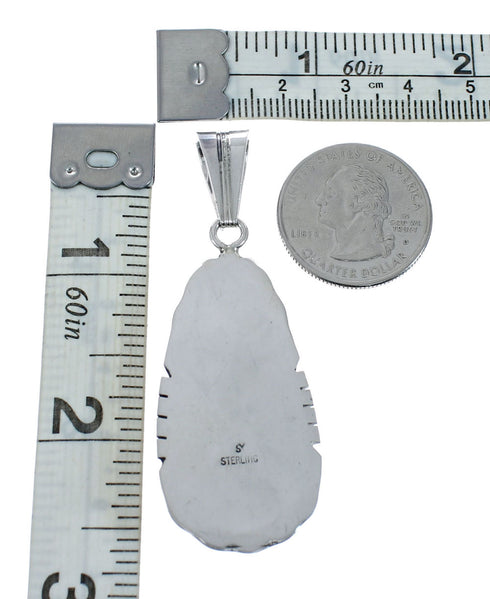 Native American Turquoise Tear Drop Genuine Sterling Silver Pendant AX128878