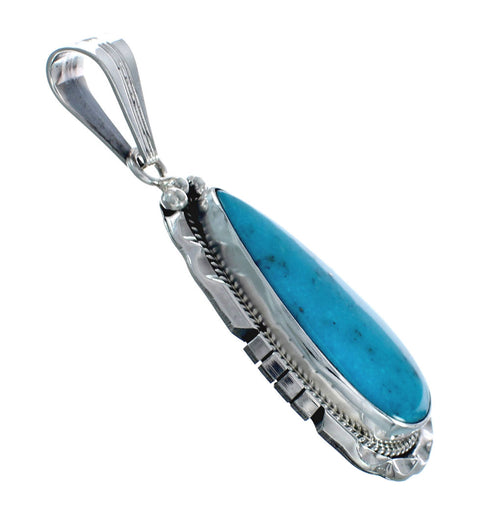 Native American Turquoise Tear Drop Genuine Sterling Silver Pendant AX128881