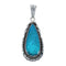 Native American Turquoise Tear Drop Genuine Sterling Silver Pendant AX128882