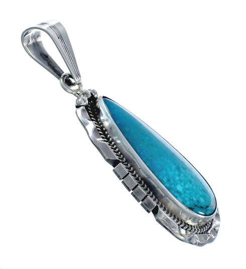 Native American Turquoise Tear Drop Genuine Sterling Silver Pendant AX128882