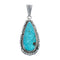 Native American Turquoise Tear Drop Genuine Sterling Silver Pendant AX128883