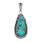 Native American Turquoise Tear Drop Genuine Sterling Silver Pendant AX128884